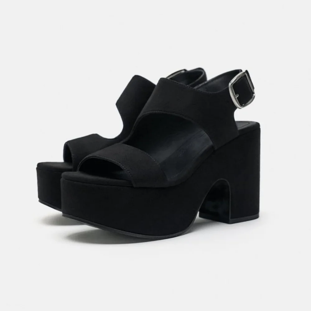 Zara Limited Edition Assymetrical Platform Leather Sandals